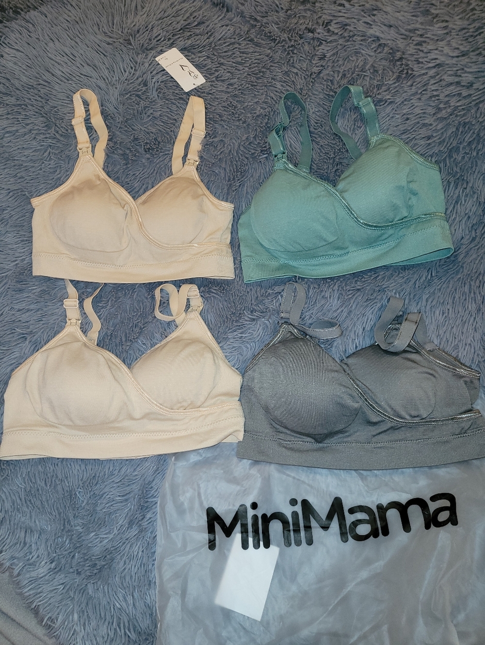 Kindred Bravely Women's Seamless Nursing Bra - 2 Cream, Teal, Gray (4-Pack)